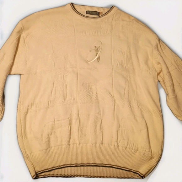 Linksport Other - Linksport Knit Sweater Men's L Golf Vintage Made in USA Embroidered 90's Ivory.